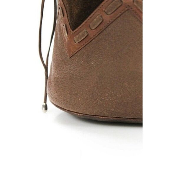 Gucci Bucket Bag Early Diamante Line Drawstring Toffee and Dark Brown Leather - Picture 8 of 10